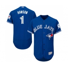 Men's Toronto Blue Jays #1 Alen Hanson Royal Blue Alternate Flex Base Authentic Collection Baseball Jersey