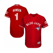 Men's Toronto Blue Jays #1 Alen Hanson Scarlet Alternate Flex Base Authentic Collection Alternate Baseball Jersey