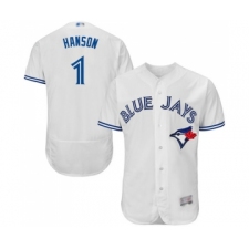 Men's Toronto Blue Jays #1 Alen Hanson White Home Flex Base Authentic Collection Baseball Jersey