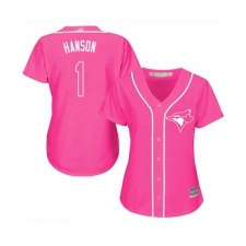 Women's Toronto Blue Jays #1 Alen Hanson Replica Pink Fashion Cool Base Baseball Jersey