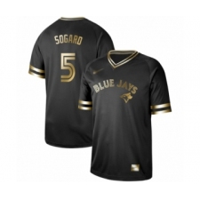 Men's Toronto Blue Jays #5 Eric Sogard Authentic Black Gold Fashion Baseball Jersey