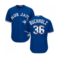 Men's Toronto Blue Jays #36 Clay Buchholz Authentic Blue Team Logo Fashion Baseball Jersey