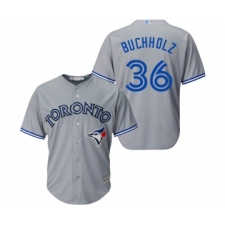 Men's Toronto Blue Jays #36 Clay Buchholz Replica Grey Road Baseball Jersey