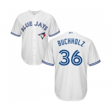 Men's Toronto Blue Jays #36 Clay Buchholz Replica White Home Baseball Jersey