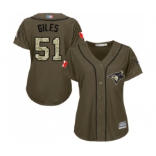 Women's Toronto Blue Jays #51 Ken Giles Authentic Green Salute to Service Baseball Jersey
