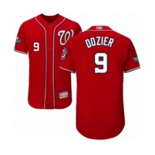 Men's Washington Nationals #9 Brian Dozier Red Alternate Flex Base Authentic Collection 2019 World Series Bound Baseball Jersey