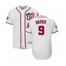 Men's Washington Nationals #9 Brian Dozier White Home Flex Base Authentic Collection 2019 World Series Champions Baseball Jersey