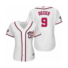 Women's Washington Nationals #9 Brian Dozier Authentic White Home Cool Base 2019 World Series Champions Baseball Jersey