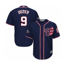 Youth Washington Nationals #9 Brian Dozier Authentic Navy Blue Alternate 2 Cool Base 2019 World Series Bound Baseball Jersey