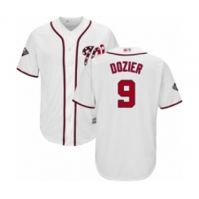Youth Washington Nationals #9 Brian Dozier Authentic White Home Cool Base 2019 World Series Bound Baseball Jersey