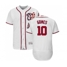 Men's Washington Nationals #10 Yan Gomes White Home Flex Base Authentic Collection Baseball Jersey