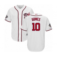 Youth Washington Nationals #10 Yan Gomes Authentic White Home Cool Base 2019 World Series Champions Baseball Jersey