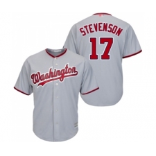 Men's Washington Nationals #17 Andrew Stevenson Replica Grey Road Cool Base Baseball Jersey