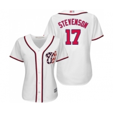 Women's Washington Nationals #17 Andrew Stevenson Authentic White Home Cool Base Baseball Jersey