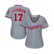 Women's Washington Nationals #17 Andrew Stevenson Replica Grey Road Cool Base Baseball Jersey