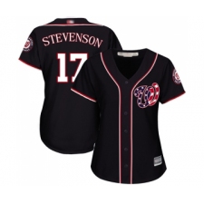 Women's Washington Nationals #17 Andrew Stevenson Replica Navy Blue Alternate 2 Cool Base Baseball Jersey