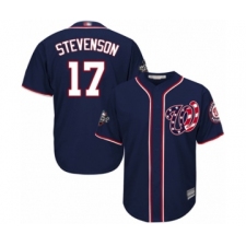 Youth Washington Nationals #17 Andrew Stevenson Authentic Navy Blue Alternate 2 Cool Base 2019 World Series Bound Baseball Jersey