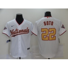 Men's Nike Washington Nationals #22 Juan Soto White Gold Home Stitched Baseball Jersey