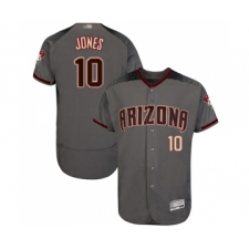Men's Arizona Diamondbacks #10 Adam Jones Grey Road Authentic Collection Flex Base Baseball Jersey