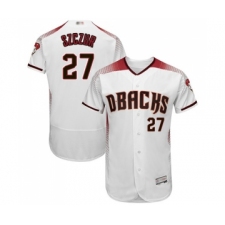 Men's Arizona Diamondbacks #27 Matt Szczur White Home Authentic Collection Flex Base Baseball Jersey