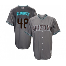 Men's Arizona Diamondbacks #48 Abraham Almonte Replica Gray Turquoise Cool Base Baseball Jersey