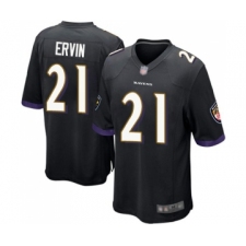 Men's Baltimore Ravens #21 Tyler Ervin Game Black Alternate Football Jersey