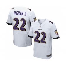 Men's Baltimore Ravens #22 Mark Ingram II Elite White Football Jersey