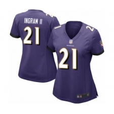 Women's Baltimore Ravens #21 Mark Ingram II Game Purple Team Color Football Jersey