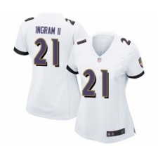 Women's Baltimore Ravens #21 Mark Ingram II Game White Football Jersey