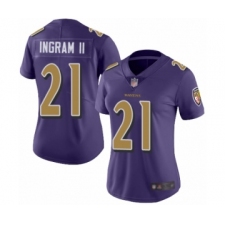 Women's Baltimore Ravens #21 Mark Ingram II Limited Purple Rush Vapor Untouchable Football Jersey
