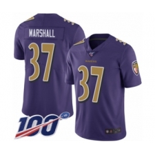 Men's Baltimore Ravens #37 Iman Marshall Limited Purple Rush Vapor Untouchable 100th Season Football Jersey
