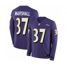 Youth Baltimore Ravens #37 Iman Marshall Limited Purple Therma Long Sleeve Football Jersey