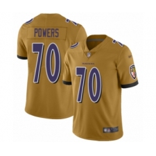 Men's Baltimore Ravens #70 Ben Powers Limited Gold Inverted Legend Football Jersey