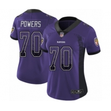 Women's Baltimore Ravens #70 Ben Powers Limited Purple Rush Drift Fashion Football Jersey