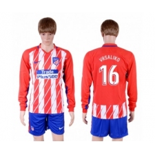 Atletico Madrid #16 Vrsaliko Home Long Sleeves Soccer Club Jersey