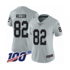 Women's Oakland Raiders #82 Luke Willson Limited Silver Inverted Legend 100th Season Football Jersey