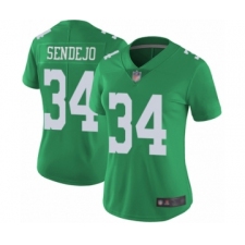 Women's Philadelphia Eagles #34 Andrew Sendejo Limited Green Rush Vapor Untouchable Football Jersey