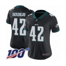 Women's Philadelphia Eagles #42 Andrew Sendejo Black Alternate Vapor Untouchable Limited Player 100th Season Football Jersey
