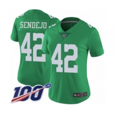 Women's Philadelphia Eagles #42 Andrew Sendejo Limited Green Rush Vapor Untouchable 100th Season Football Jersey