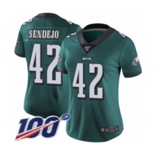 Women's Philadelphia Eagles #42 Andrew Sendejo Midnight Green Team Color Vapor Untouchable Limited Player 100th Season Football Jersey
