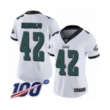 Women's Philadelphia Eagles #42 Andrew Sendejo White Vapor Untouchable Limited Player 100th Season Football Jersey