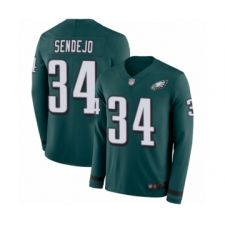 Youth Philadelphia Eagles #34 Andrew Sendejo Limited Green Therma Long Sleeve Football Jersey