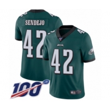 Youth Philadelphia Eagles #42 Andrew Sendejo Midnight Green Team Color Vapor Untouchable Limited Player 100th Season Football Jersey