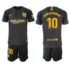 Barcelona #10 Ronaldinho Black Soccer Club Jersey