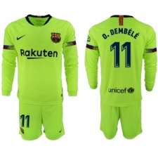 Barcelona #11 O.Dembele Away Long Sleeves Soccer Club Jersey