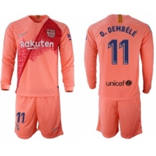 Barcelona #11 O.Dembele Third Long Sleeves Soccer Club Jersey