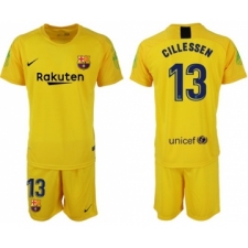 Barcelona #13 Cillessen Yellow Goalkeeper Soccer Club Jersey