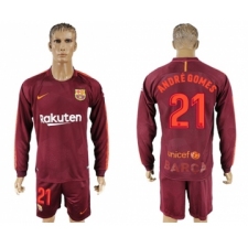 Barcelona #21 Andre Gomes Sec Away Long Sleeves Soccer Club Jersey