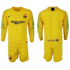 Barcelona Blank Yellow Goalkeeper Long Sleeves Soccer Club Jersey