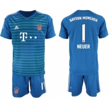 Bayern Munchen #1 Neuer Blue Goalkeeper Soccer Club Jersey